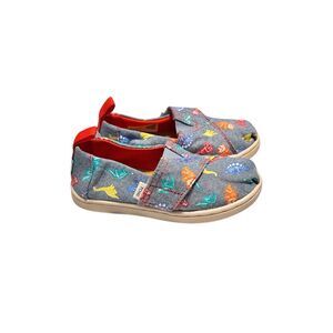 TOMS Toddler chambray Dinosaur Alpargata Slip On Size 8